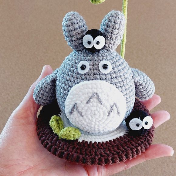 Handmade Totoro Crochet Plush Stuffed Animal Statue Display - Picture 5 of 9